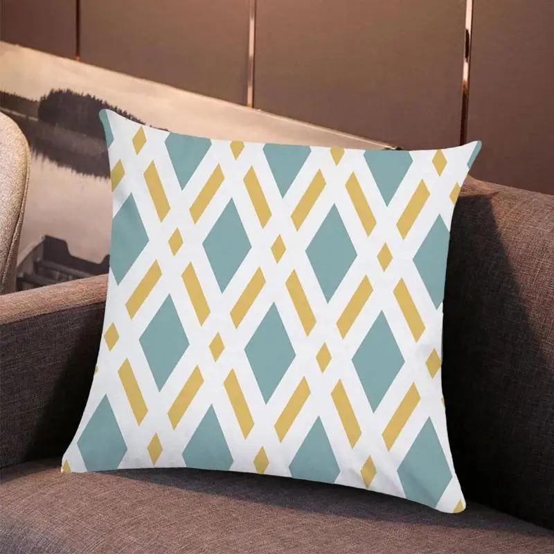 

Modern Yellow Geometry Striped Pillowcase Soft Short Plush Pillow Cover Hotel Throw Decoration Sofa Car Cushion Cover 45*45cm
