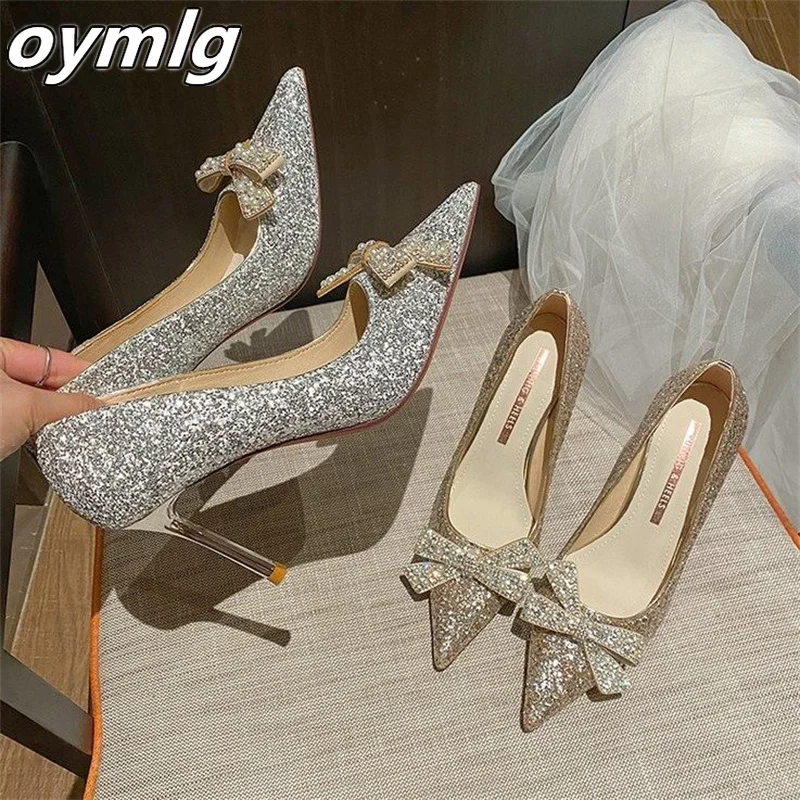 

Сетчатые красные женские туфли на высоком каблуке стразы, Новинка лета 2022, модные туфли на шпильках с бантом, модные туфли на высоком каблук...