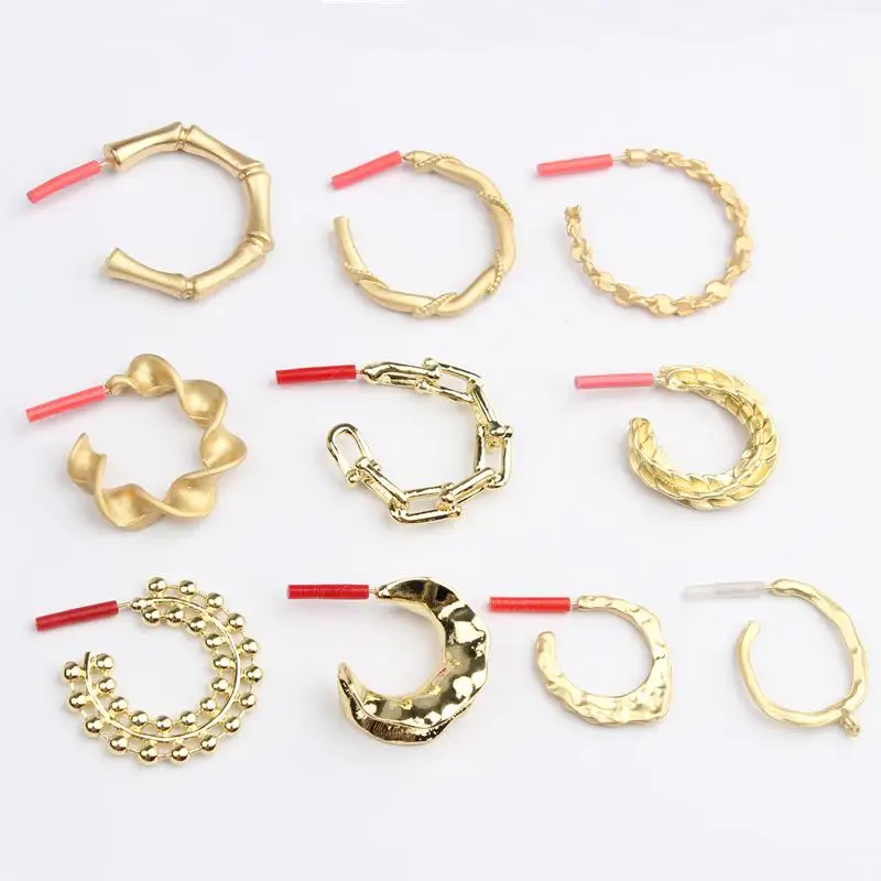 

Zinc Alloy Gold Exaggerated Simple Circle C-Shaped Base Earrings Connector 6pcs/lot For DIY Fashion Earring Accessories