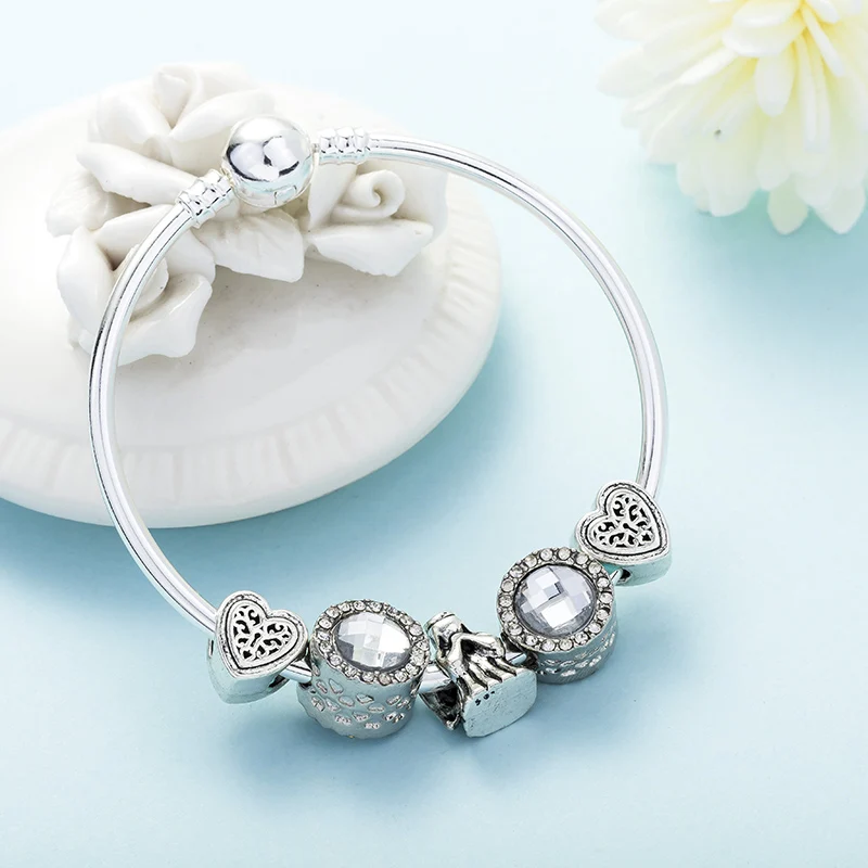 SEIALOY модные розовые браслеты с подвесками в форме сердца и бантом из бисера