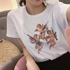 Женская футболка с коротким рукавом и принтом, Повседневная футболка с изображением милого ангела Микеланджело в стиле Харадзюку, лето 2019