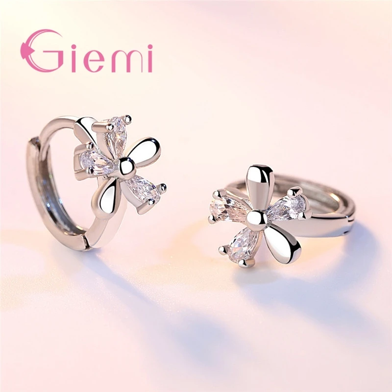 Женские серьги кольца из серебра 925 пробы с фианитом|Серьги-кольца| |