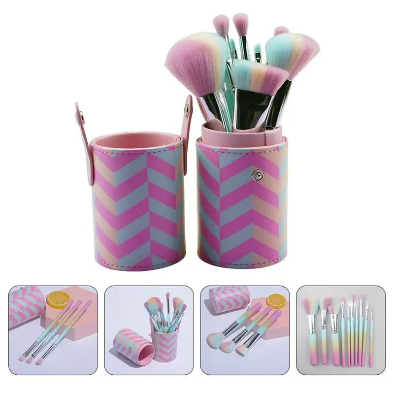 

10Pcs Portable Fluffy Multipurpose Blush Brush Loose Powder Brush Foundation Brush