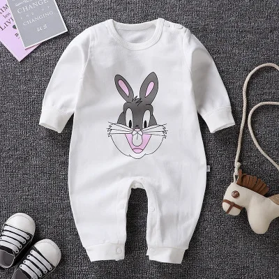 rabbit Детская одежда из хлопка для новорожденных, осенние детские комбинезоны унисекс для детей от 0 до 3 месяцев, от 3 до 15 месяцев, детские комбинезоны с длинными рукавами и рисунком кролика и медведя - Цвет: rabbit