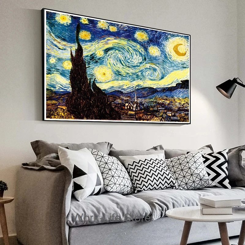 Знаменитый Ван Гог Звездная ночь искусственные репродукции на холсте постер