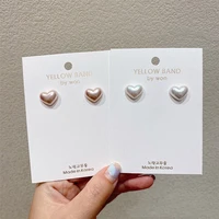 yaologe white champagne cute small heart earrings simple korea 2020 new fashion stud earrings for women jewelry accessories