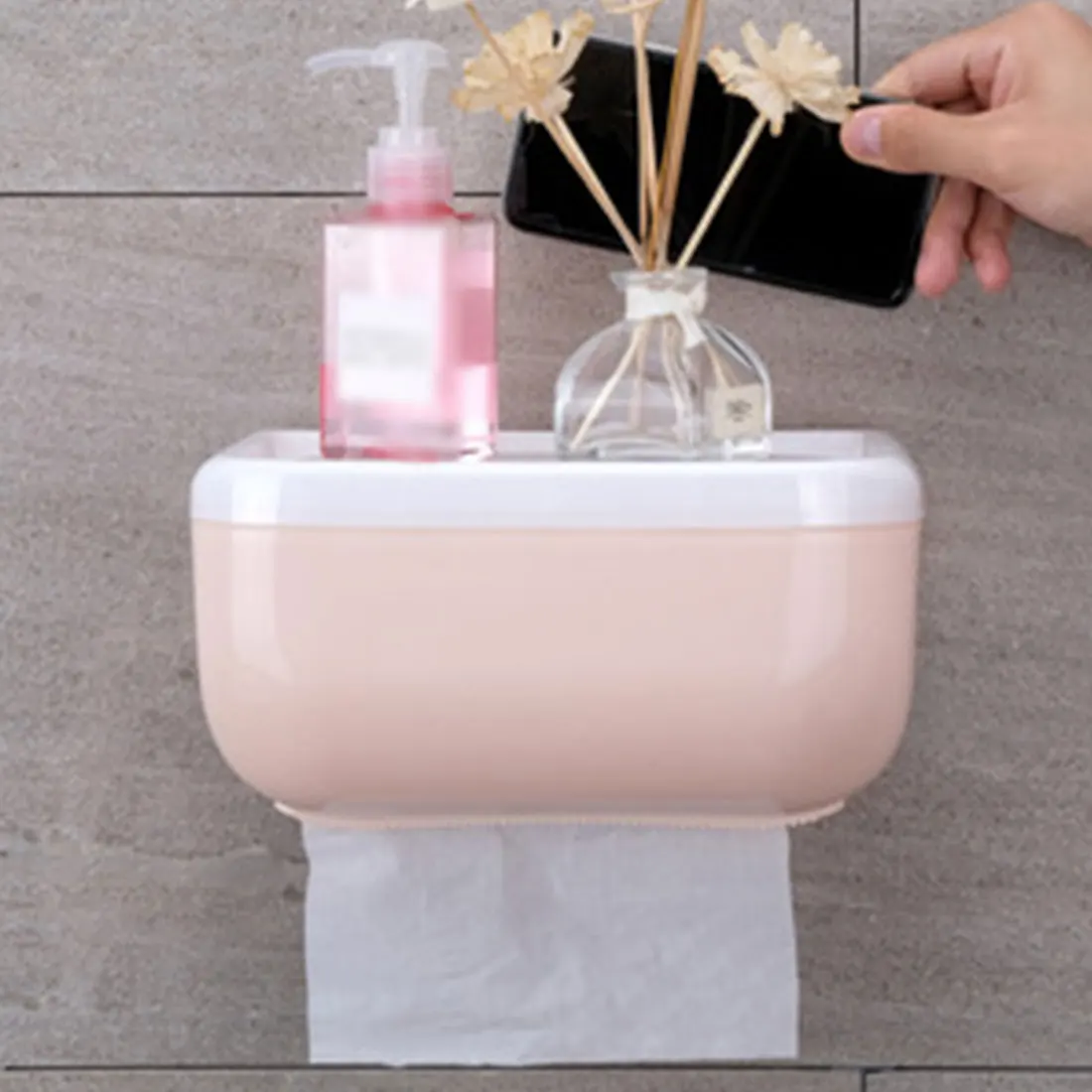 

Настенный Туалет Бумага держатель Водонепроницаемый мобильный телефон полка для хранения хранилище для туалетной бумаги Бумага стеллаж д...