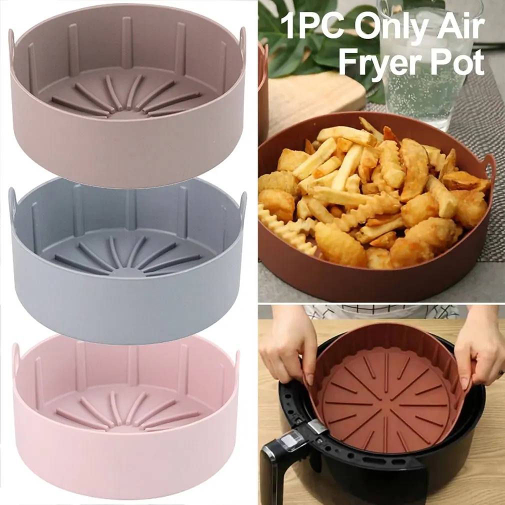 

Air Fryer Silicone Basket Airfryer Silicone Pot Air Fryer Pot Baking Basket With Handle Microwave Bowl Air Fryer Accessories