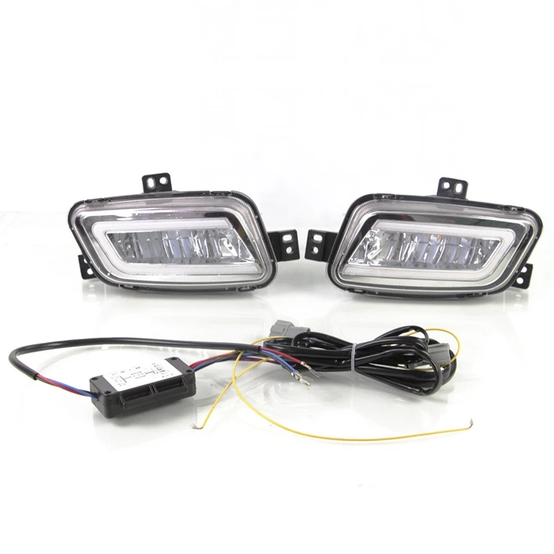 

DHBH-2Pcs for Ford Road Breaker with Yellow and Blue Three-Color LED Fog Light Daytime Running Light Everest 2016-2019
