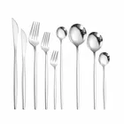 Серебряная столовая посуда, нержавеющая сталь, десертная вилка, вилка для чая, искусственная ложка, нож, набор экологически чистых столовых приборов