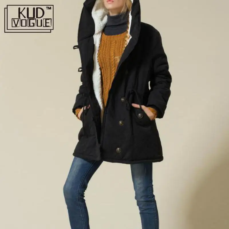 KUDVOGUE зимняя осенняя куртка Леди Большой размер для женщин овечья шерсть женский