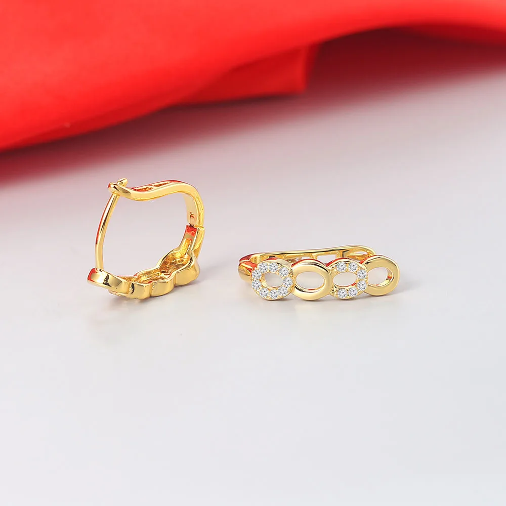 Женские свадебные серьги кольца классического дизайна золотистого цвета с