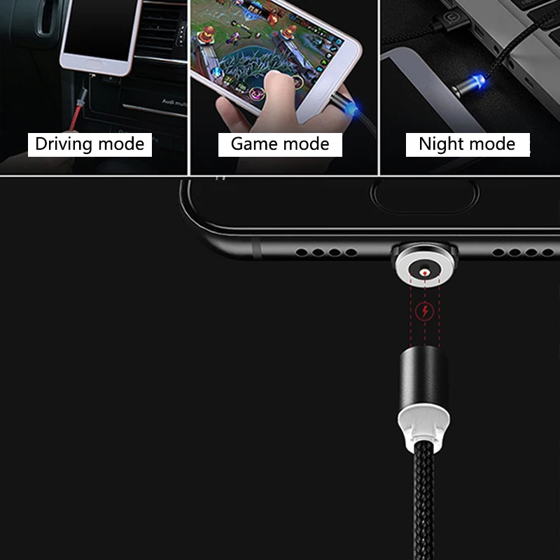 Применимый Apple Android type-c мобильный телефон круглый три в одном Магнитный кабель