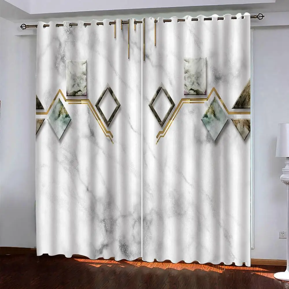 

Затемняющие мраморные шторы с геометрическим рисунком, 3D занавески для гостиной, фото на заказ, из высококачественных материалов, европейс...