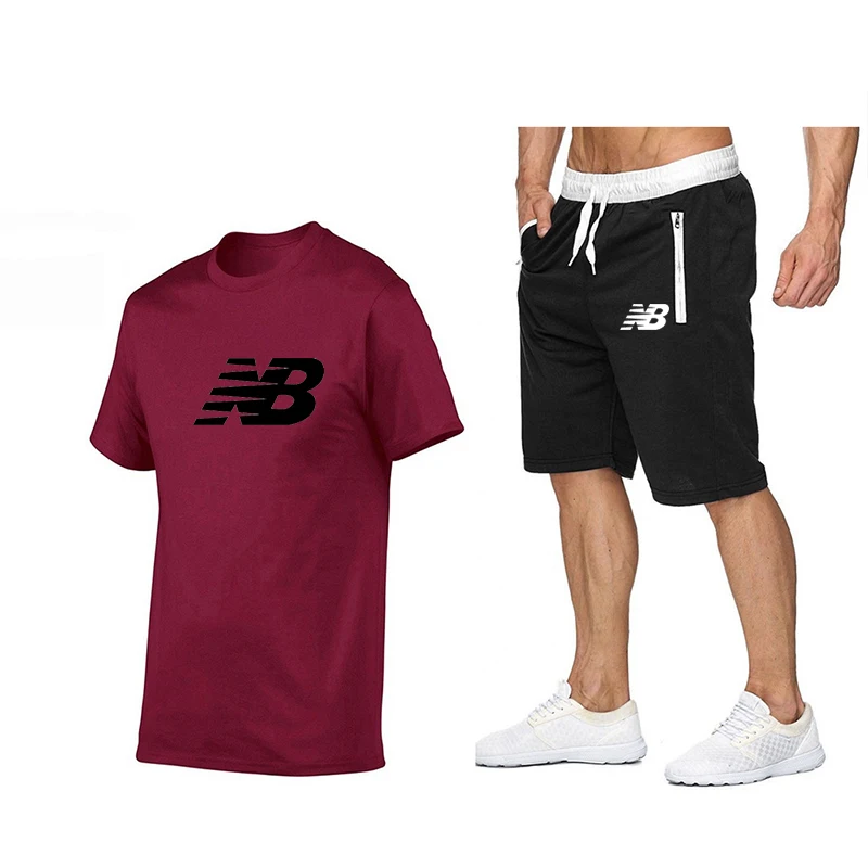 

2021 brand men's sweat shirt pants summer men's cotton T-shirt + shorts casual suit sportswear