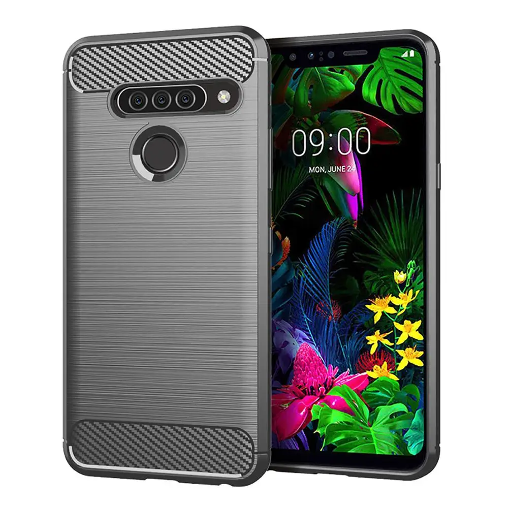 Для LG G8S чехол ThinQ противоударный матовый мягкий бампер из углеродного волокна