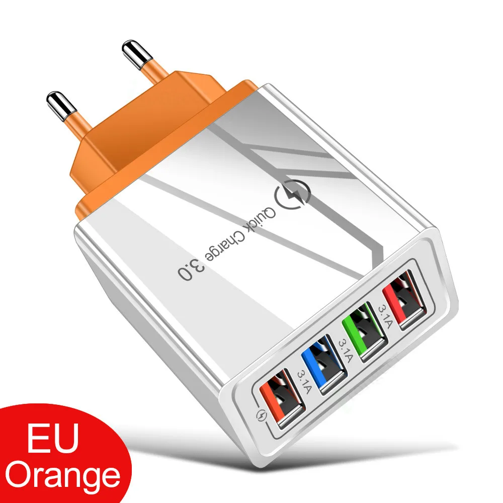 Red EU Plug USB зарядное устройство Быстрая зарядка 3,0 быстрое зарядное устройство QC3.0 зарядное устройство для мобильного телефона для iPhone11 7 8 для samsung Xiaomi Redmi USB адаптер настенный - Тип штекера: Red EU Plug