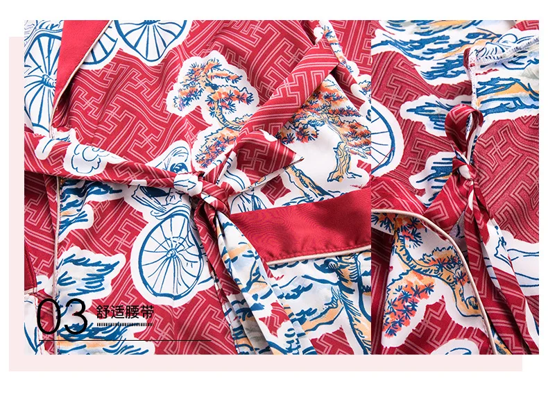 Новинка осень мужской Халат с длинным рукавом мультяшным рисунком/темно-синий