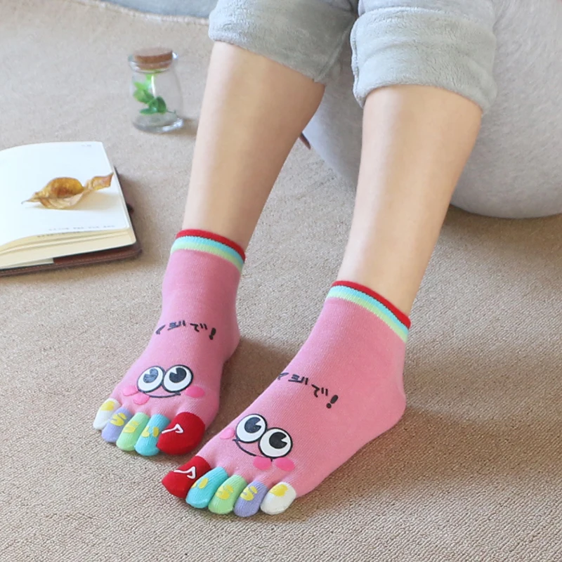 4 пары для влюбленных носки с пятью пальцами хлопковые малышей милым рисунком На