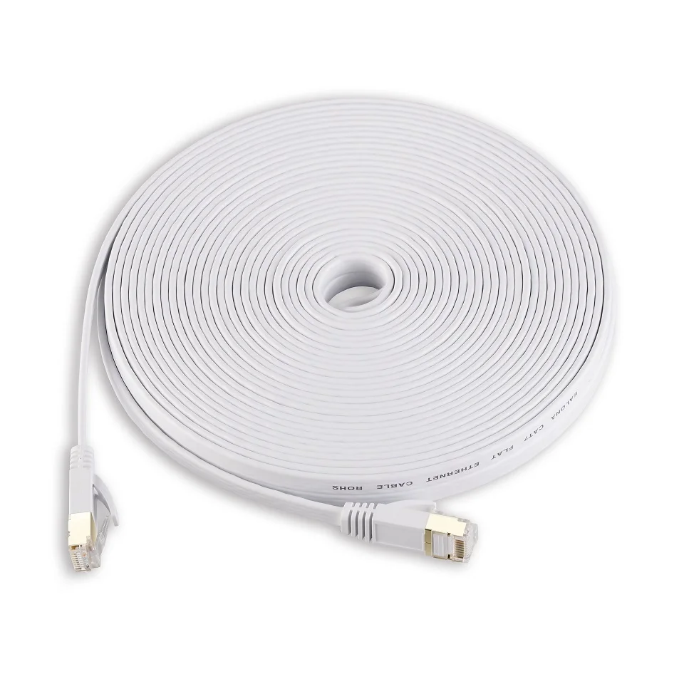 Белый Ethernet Кабель Cat 7 Cat7 плоский сетевой Соединительный кабель RJ45 SSTP Lan роутер