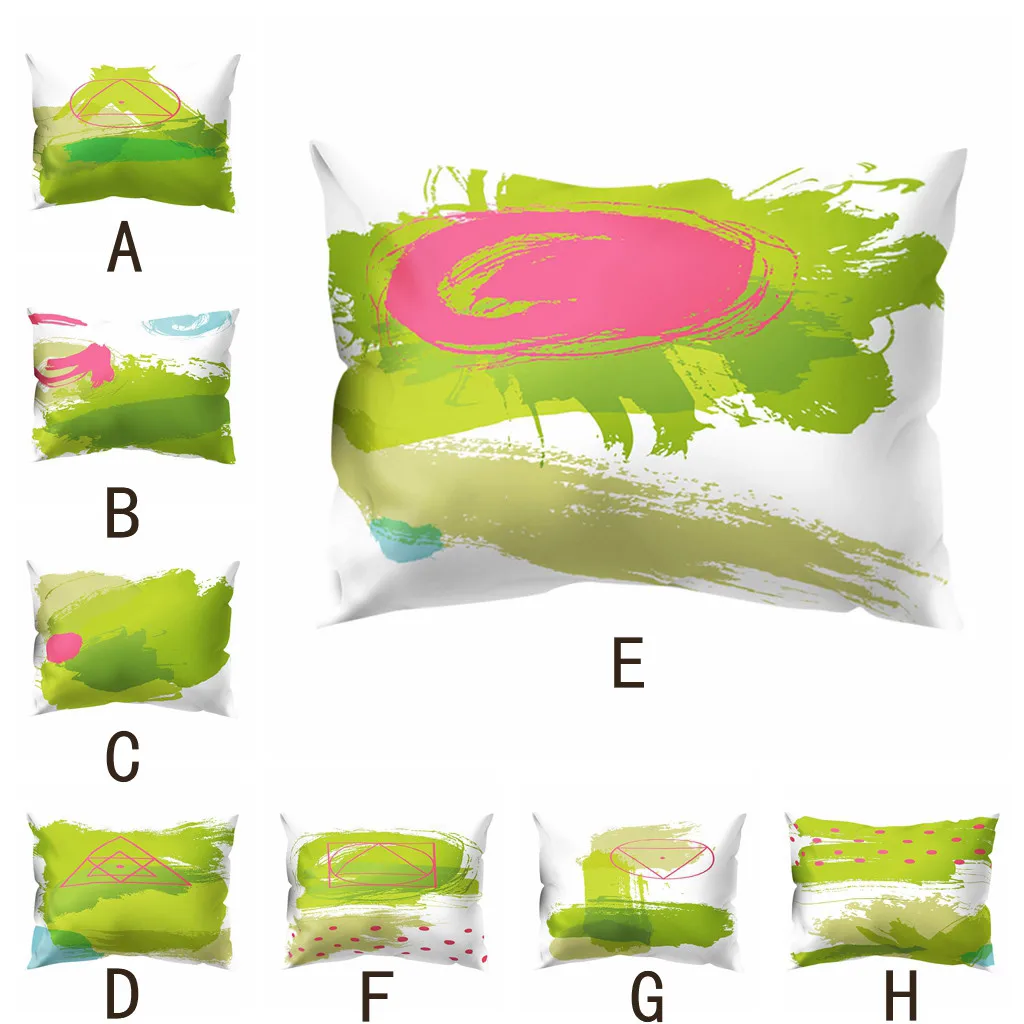 Наволочка с геометрическим рисунком зеленая натуральная наволочка для дома