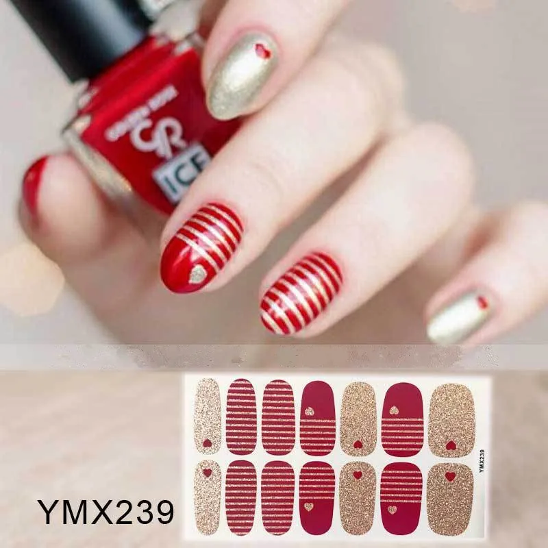 Recuerdame YMX242 твердый блестящий дизайн ногтей наклейки лак клей полный для