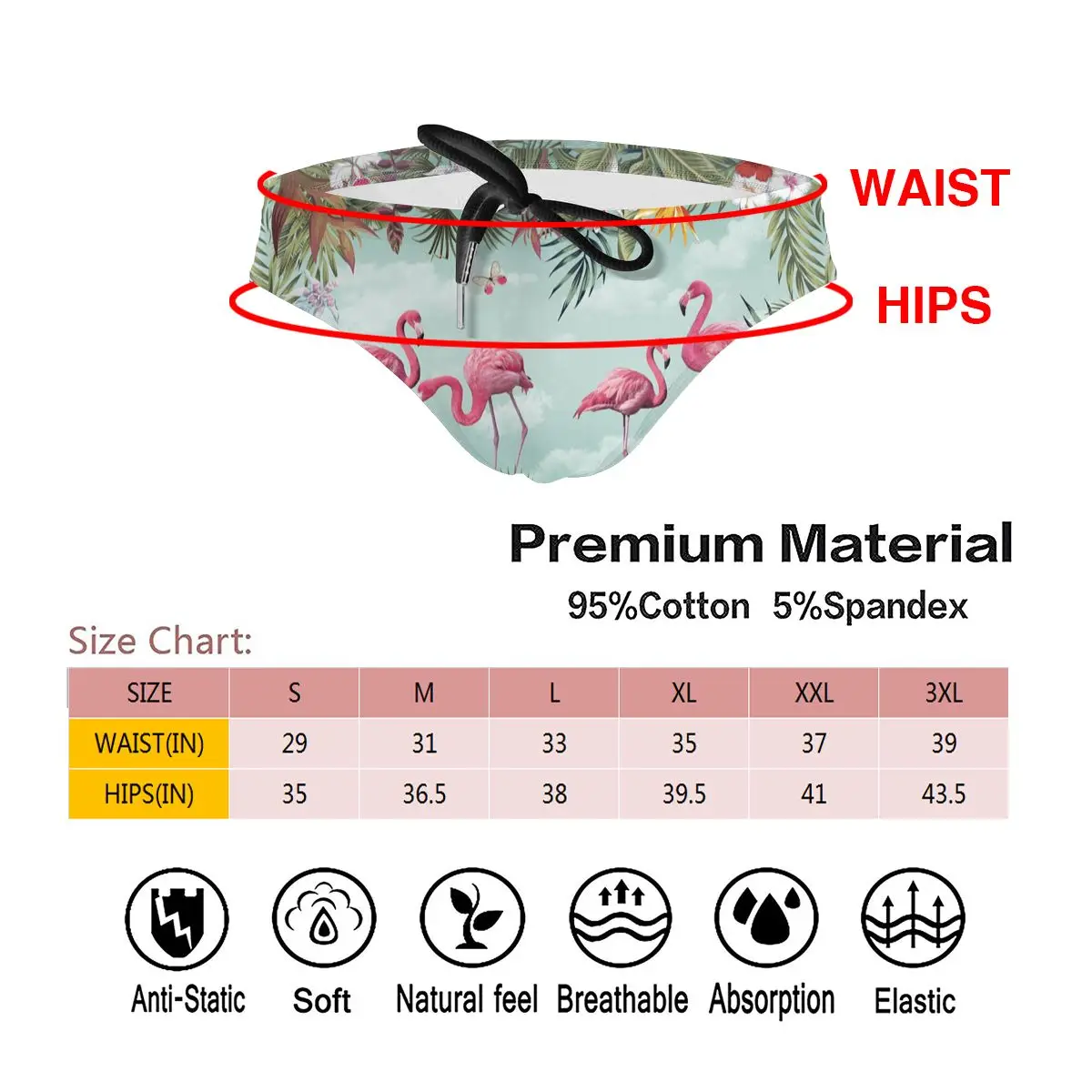 

Summer Men Swimsuit Hawaiian Style Flamingos triangle Trunks Sexy Low Waist Swimwear Fashion Beach Surf Board Shorts