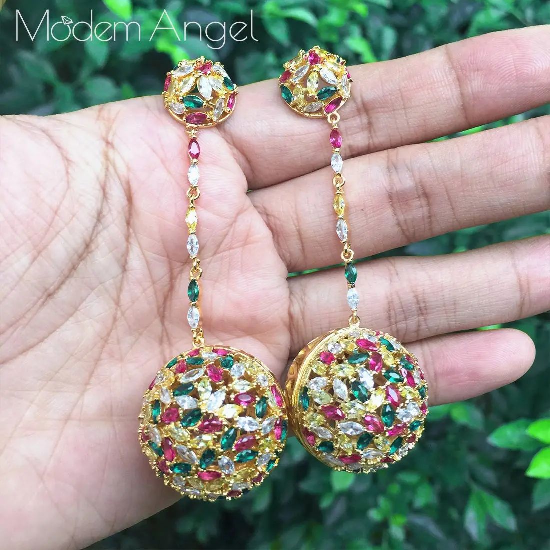 ModemAngel многоцветный цветок Мода мяч ААА кубического циркония серьги Для женщин вечерние Обручение Ширина высокое качество ювелирных изделий