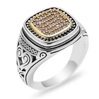 Мужское кольцо с квадратным цирконием, Винтажное кольцо с гравировкой, ювелирные изделия