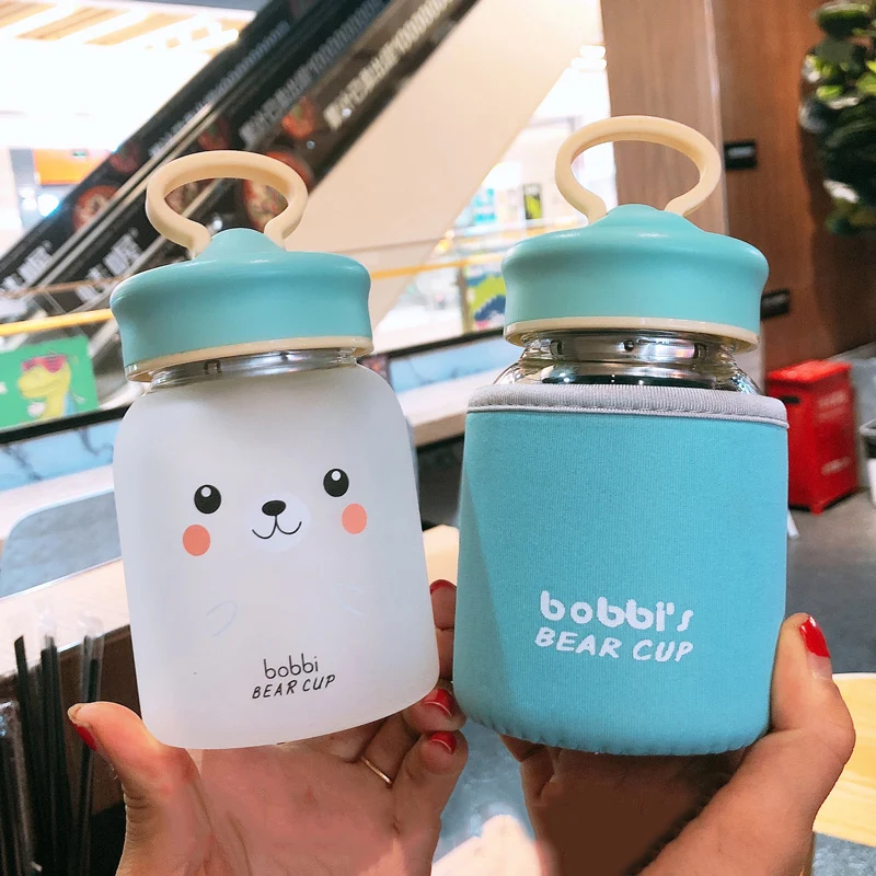 Новая Милая стеклянная бутылка для воды с чайным фильтром Kawaii кружка медведем