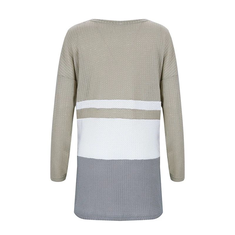 

VICABO Color Patchwork Women Cardigan Long Sleeve Open Stitch Sweater Outwear Mid-Length Autumn Ladies Knit Coats Cardigan