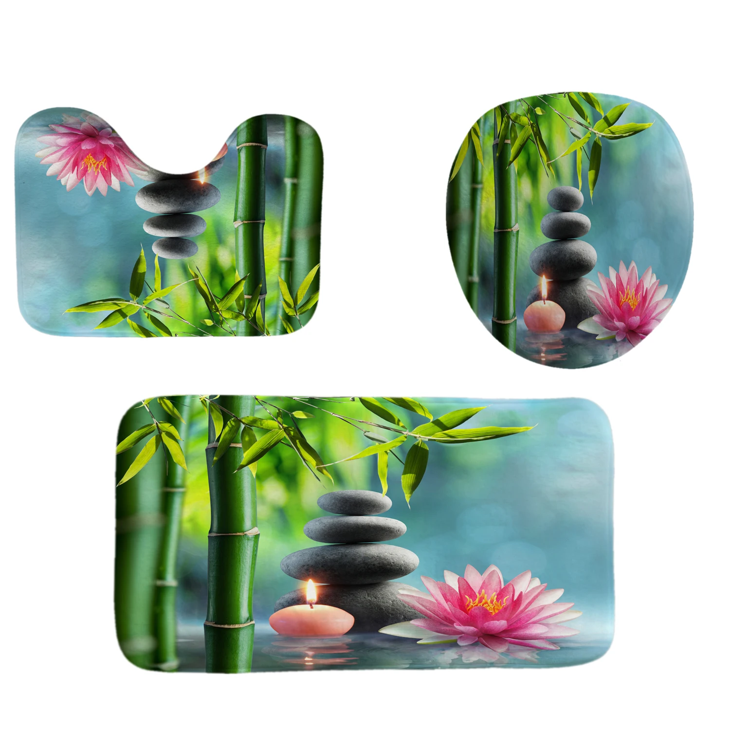 Бамбуковый Лотос дзен камень занавеска для ванной из полиэстера ткань душа