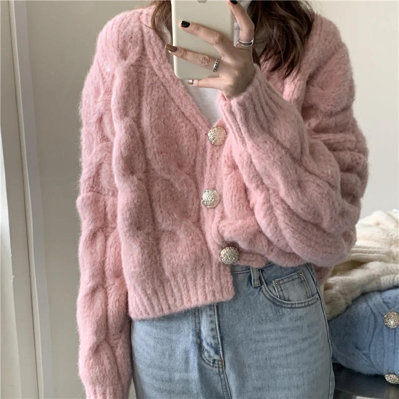

HziriP Chic All Match Streetwear Warm Cardigans 2021 Brief Vintage Girls Casual High Quality Hot Sale Fashion Loose Sweaters