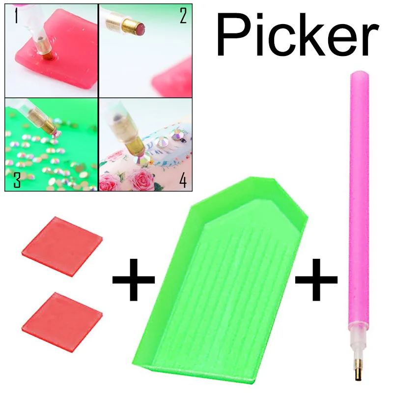 Picker FlorVida 1 упаковка AB цветной горный хрусталь смешанный размер молочные прозрачные камни камень 3D Стразы для ногтей Маникюрный Пикер - Цвет: Picker
