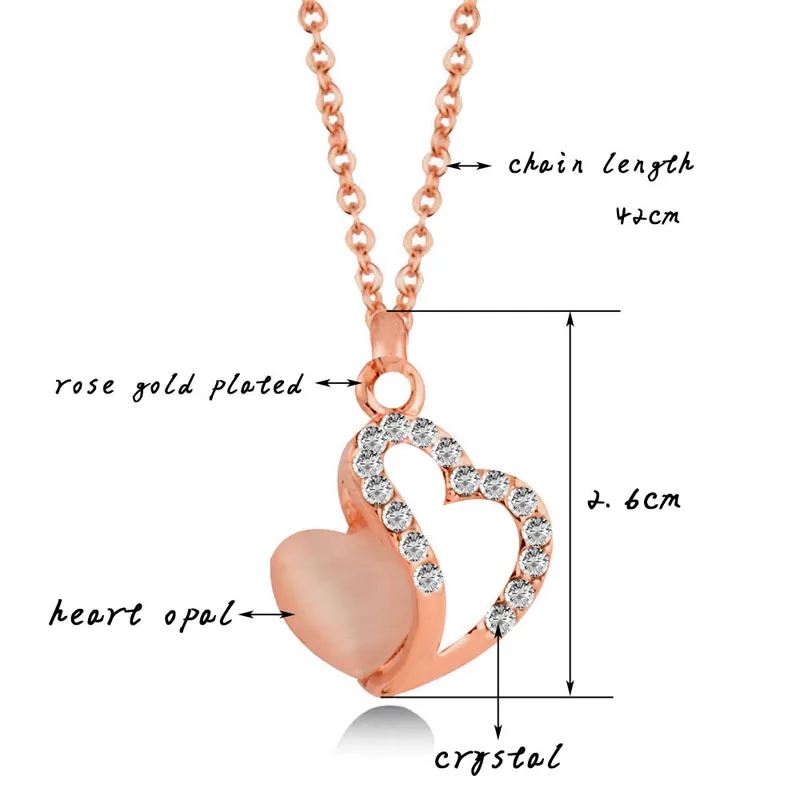 

LEEKER Retro Beige Opal Stone Heart Necklaces For Women Girls Rose Gold Color Crystal Heart Necklace Wedding Jewelry 524 LK8