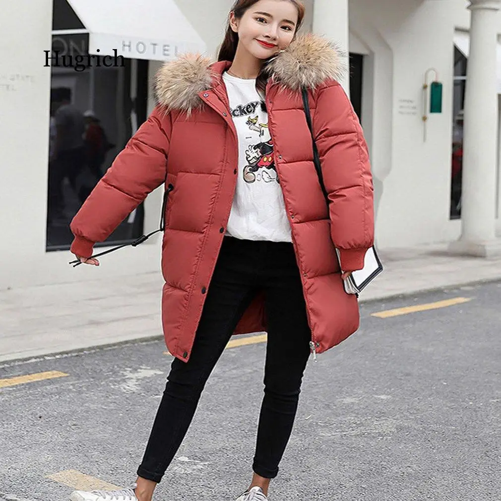 Cotton Jackets Women's Long Parkas Slim Hooded Warm Winter Coats Female  Black Overcoats