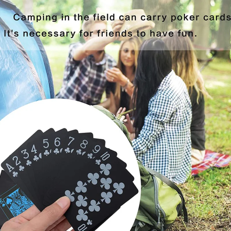 

Black Poker Cards PVC Plastic Poker Waterproof Washable Poker 16mmDice Rounded for Party Carnival Board Game Black Gold Red Blue