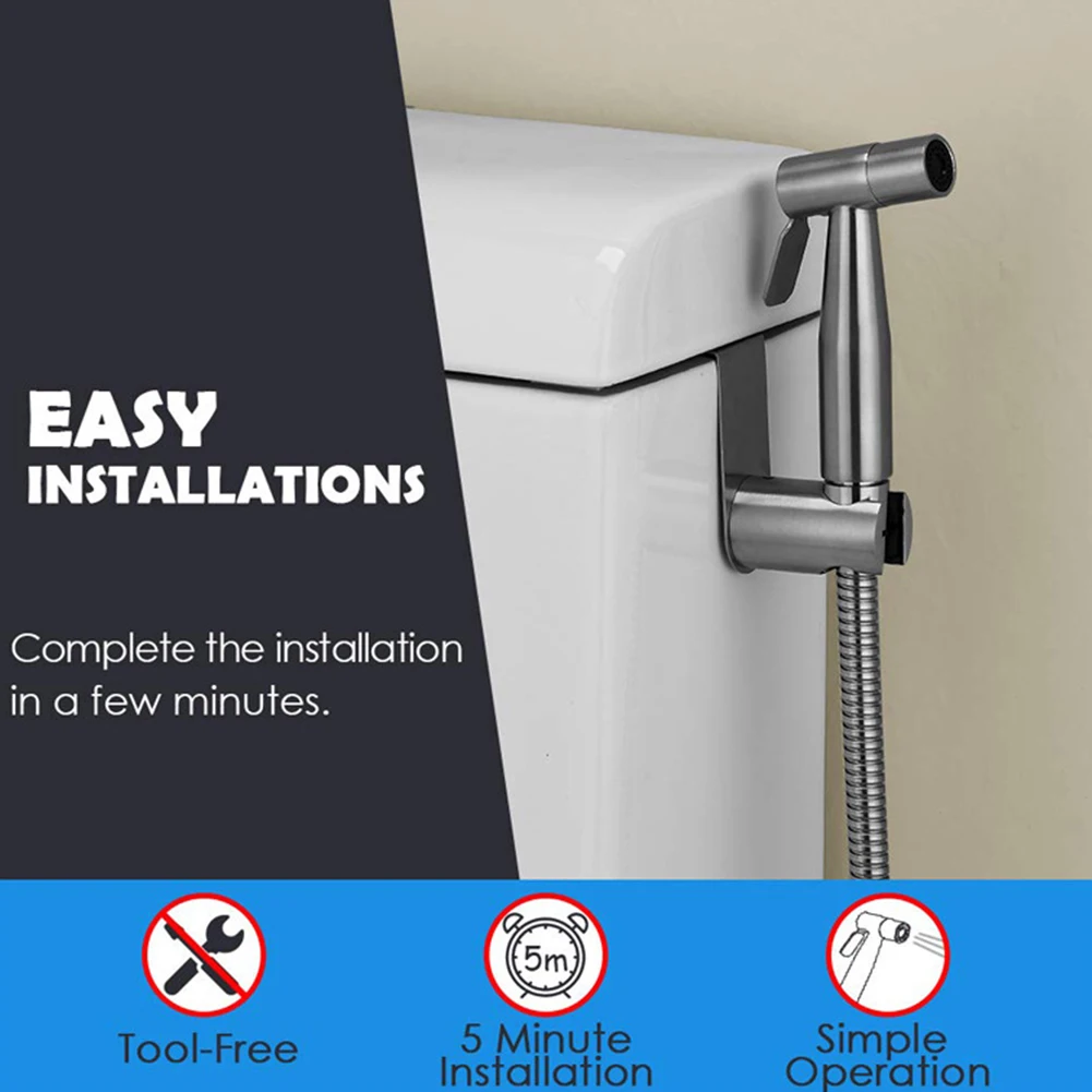 

Handheld Multifunctional Stainless Steel Shower Head Self Cleaning Bathroom Hose Toilet Bidet Sprayer Set Easy Install Hardware