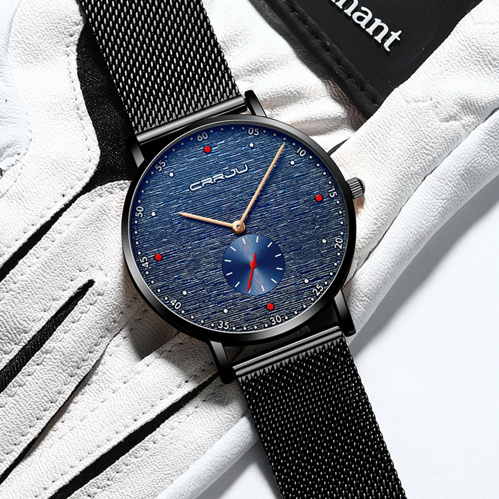 CRRJU Watch Men Fashion Business Watches Men's Casual Waterproof Quartz Wristwatch Blue Steel Clock Relogio Masculino