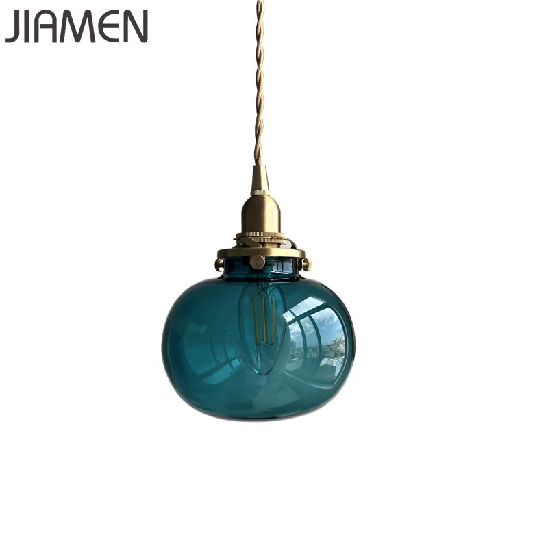 

JIAMEN Modern Glass Pendant Lights Led E14 Bulb Hanging Lamp for Bedroom Living Room Kitchen Home Decor Simple Gold Fixtures