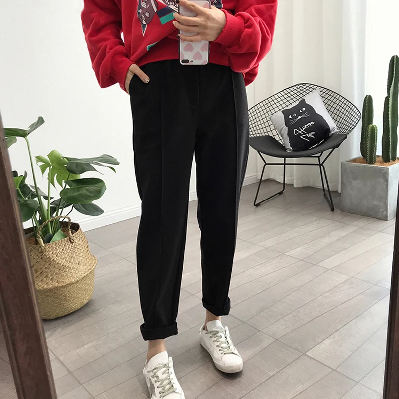 

Winter Thicken Women Pencil Pants Plus Size Wool Pants Female 2019 Autumn High Waist Loose Trousers Capris Good Fabric