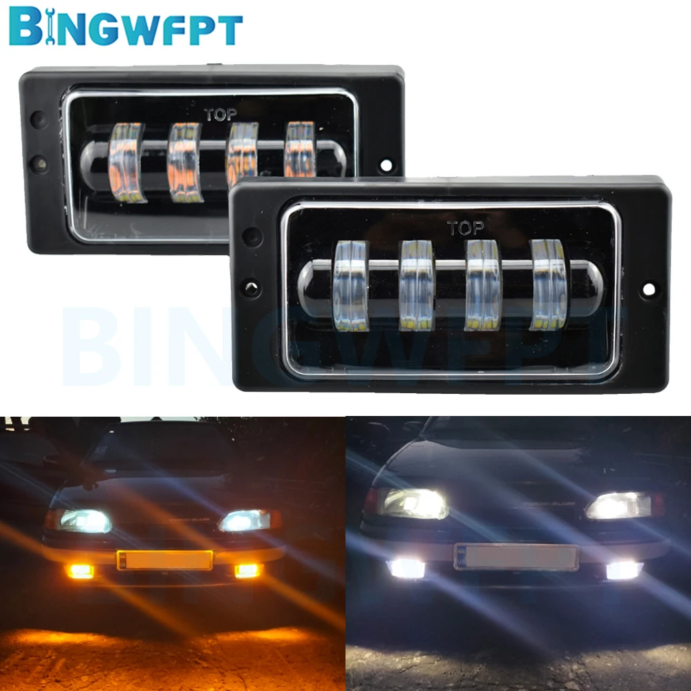 

For Lada 2110 - 2117 For Kamaz For Niva Chevrolet For Vaz 2114 Van Aluminium Fog Lamp LED DRL Driving Lights White Amber