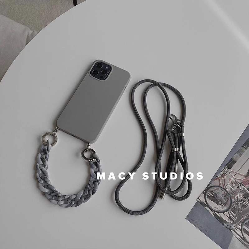 Luxury Ins Crossbody Lanyard Necklace Marble Chain Phone Case For Samsung Galaxy A72 A52 A32 A13 A12 5G 4G A53 Soft Back Cover