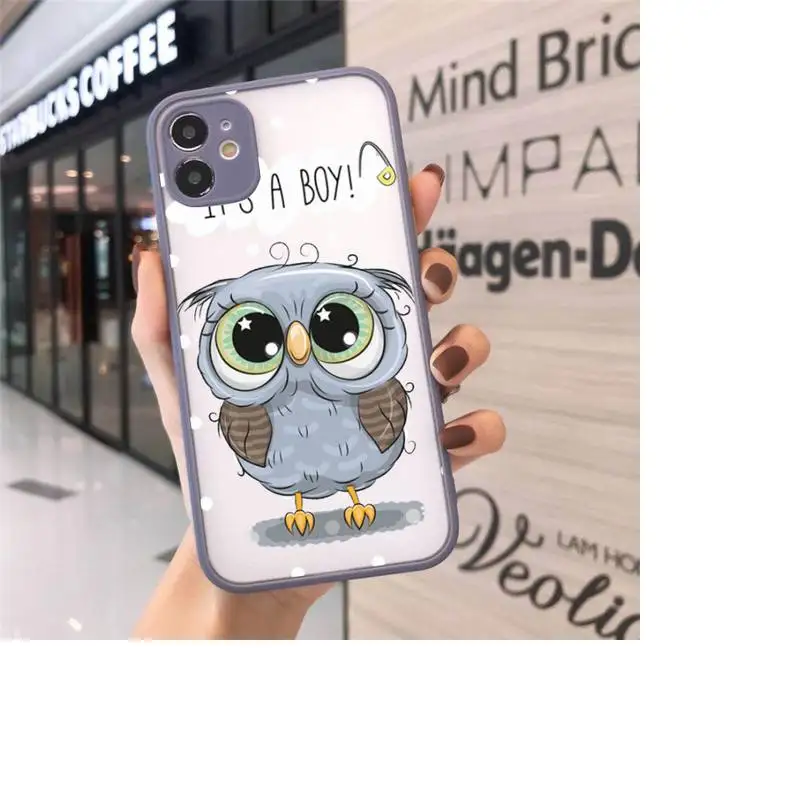 

cute Owl Lover Cartoon Phone Cases Matte transparent For Gray iPhone 12 Mini 11 Pro XR XS Max 7 8 Plus X Back Cover