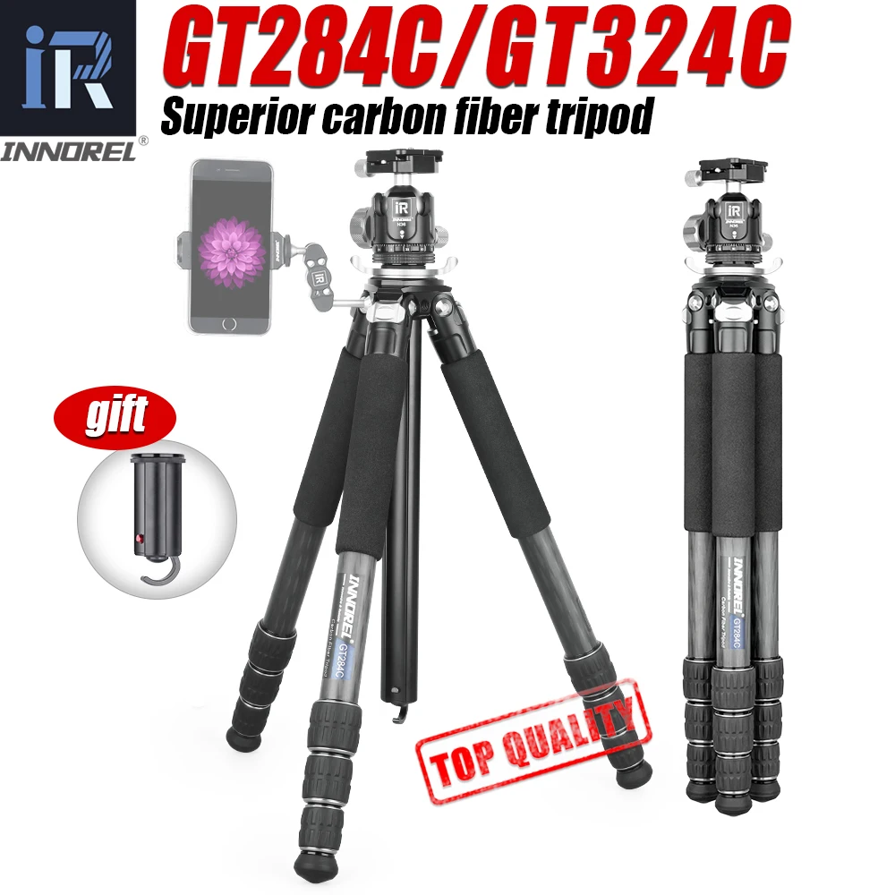 

GT284C/324C Professional Carbon Fiber Travel Tripod with Low Gravity Center Ballhead & Special-shaped Center Column for DSLR
