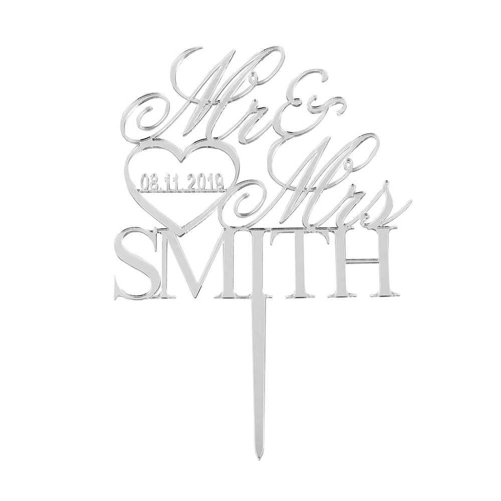 Персонализированные Выгравированные свадебный торт Топпер акриловый