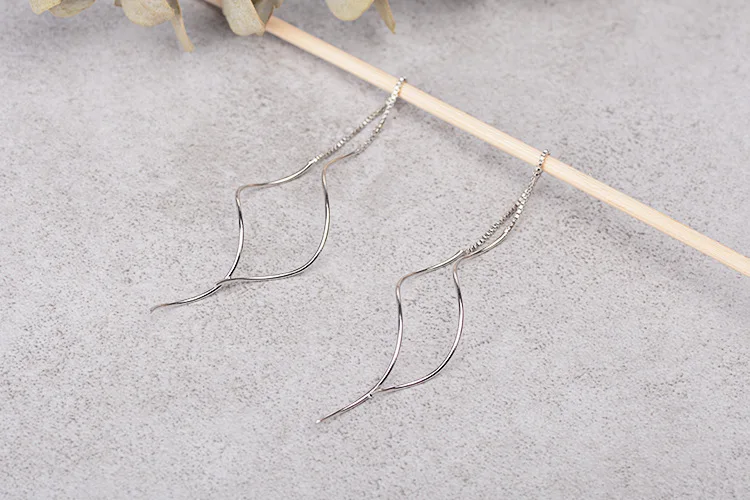 Серьги из стерлингового серебра витой длинный кисточка серьги для