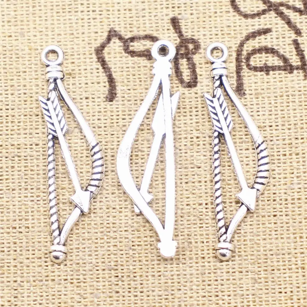 

Charms For Bracelet Making 20pcs 10x38mm Antique Silver Color Bow And Arrow Charms