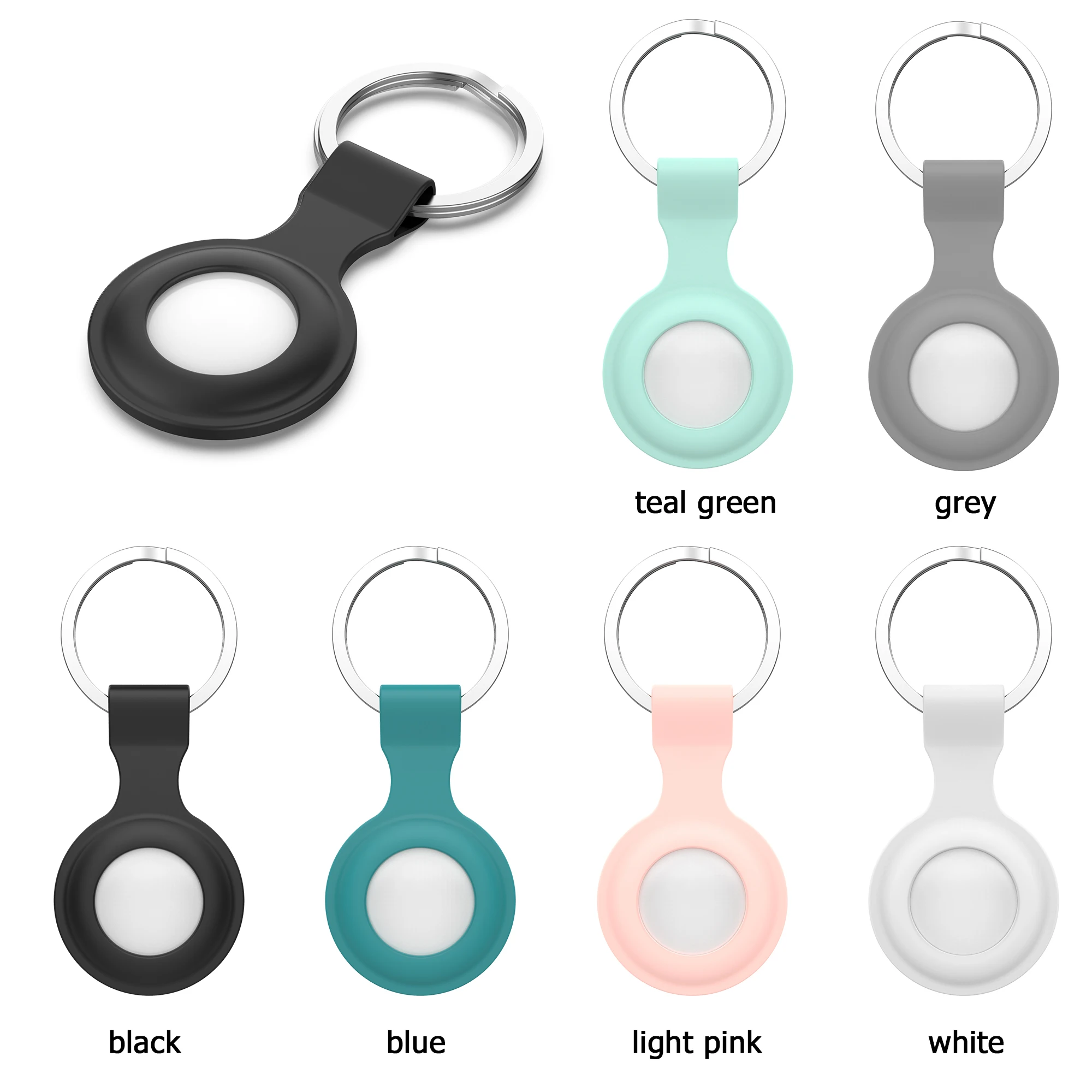 

Protective Sleeve Case For Airtags Keychain Silicone Cover Holder For Apple Airtag Locator Tracker Device Anti-lost Ring