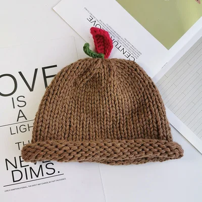 Новая вязанная детская шапка с рисунком фруктов из бобов теплая для мальчиков и